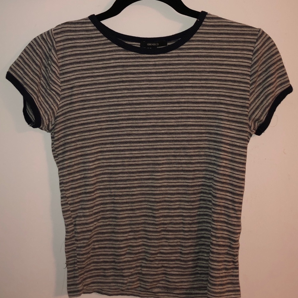 Grey and navy stripped top